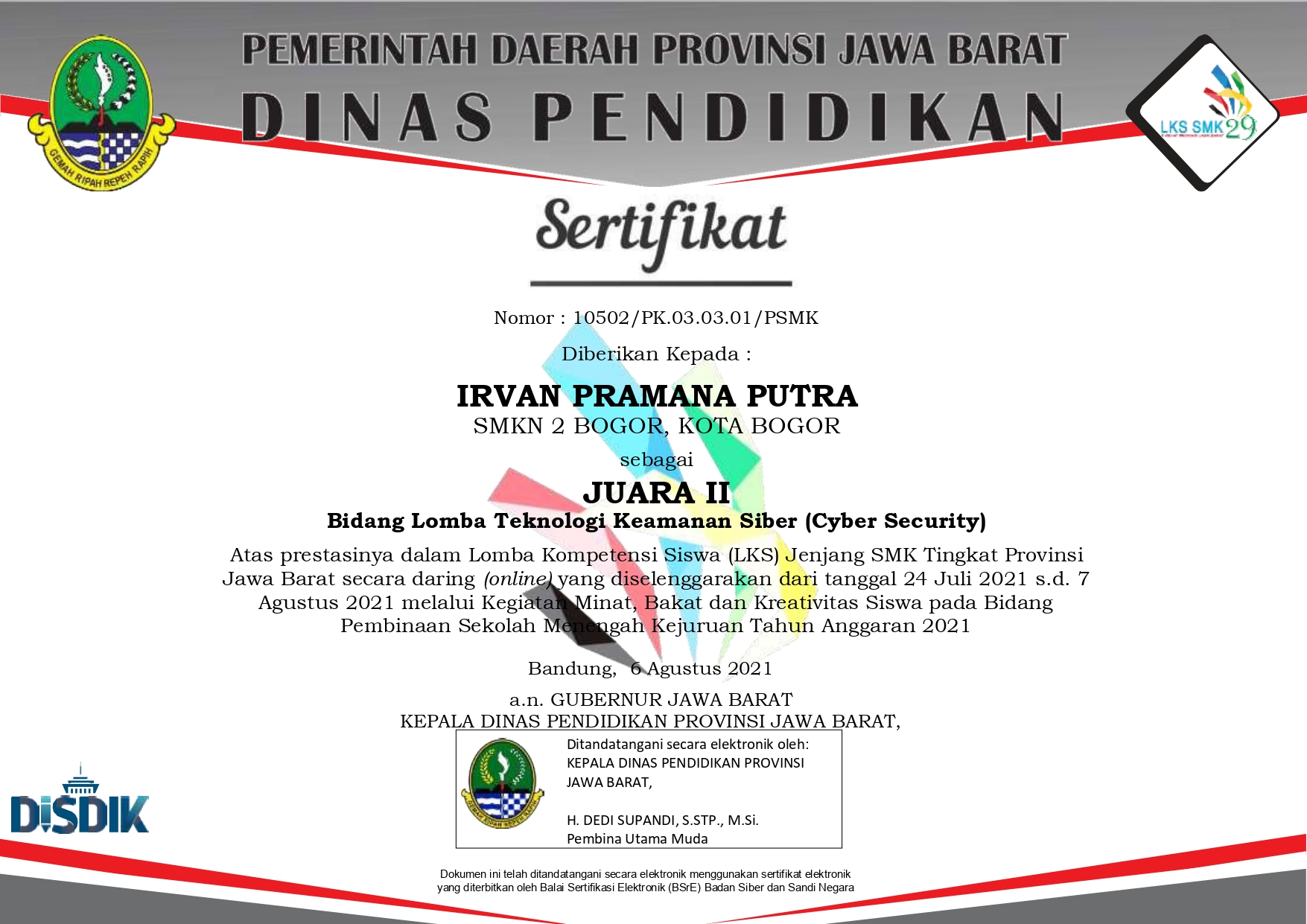 Cybersecurity Provincial Level Certification