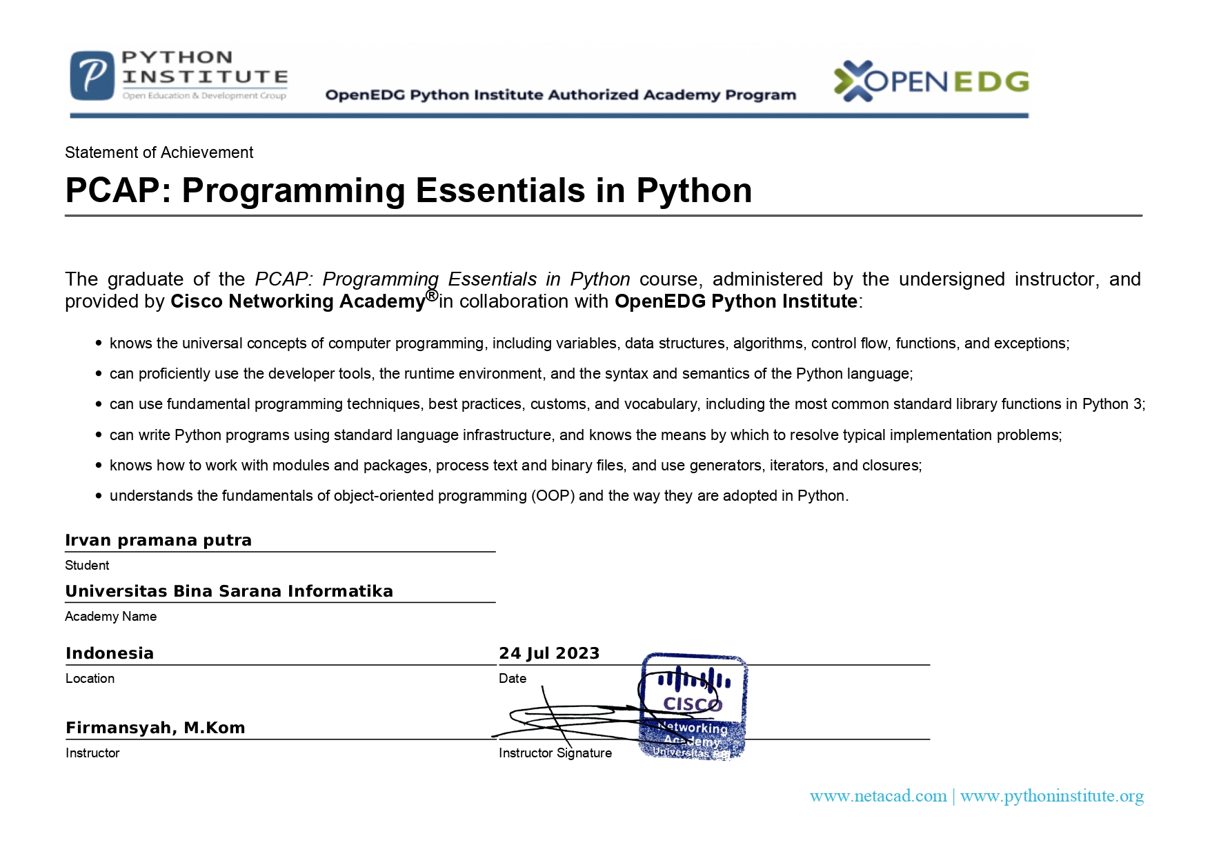 PCAP Python Certification